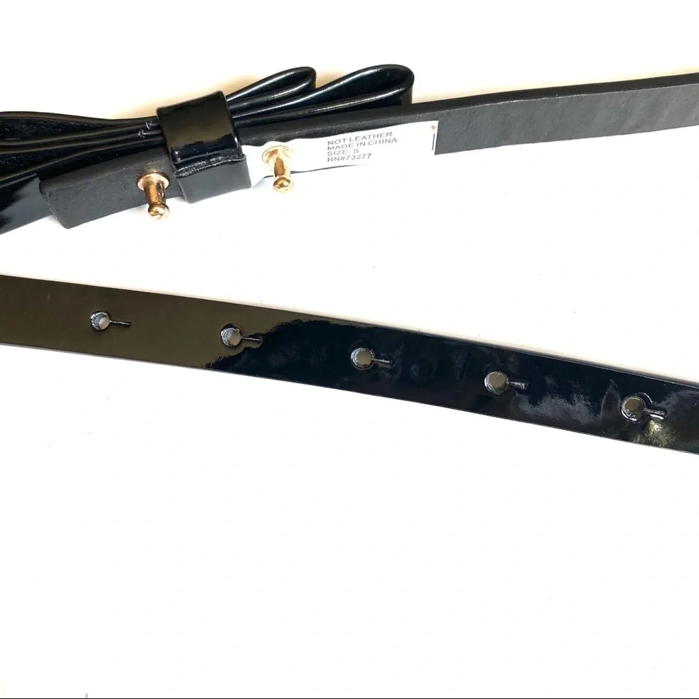 Black Patent Leather Adjustable Bow Belt